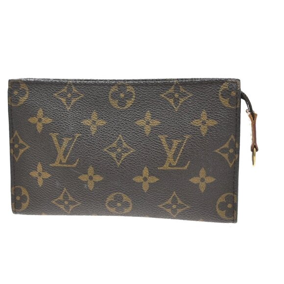 LOUIS VUITTON Logo BUCKET PM Pouch Bag Monogram Leather Brown France 05KA694 - Picture 1 of 16
